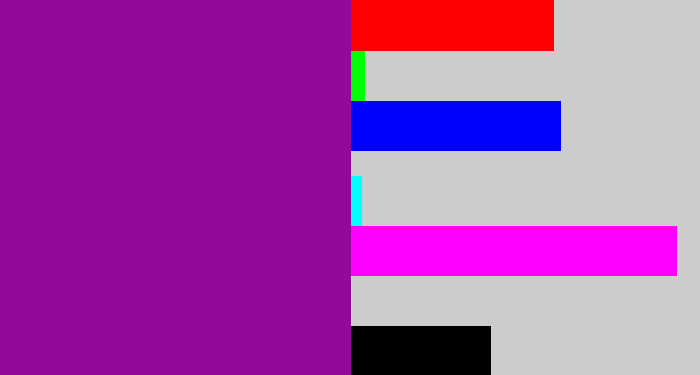 Hex color #940a98 - barney purple