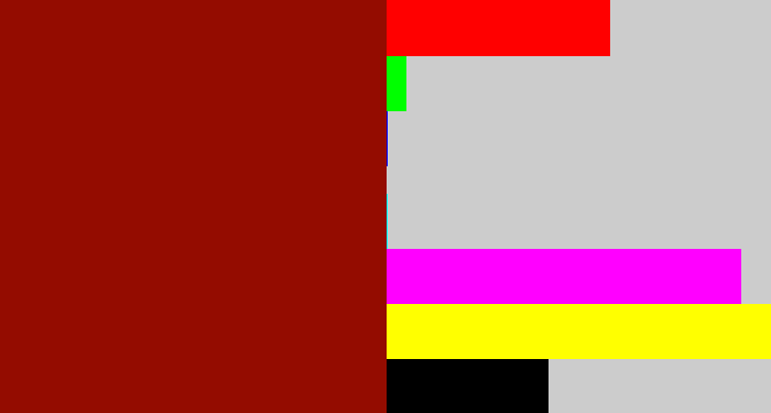 Hex color #940c00 - brick red