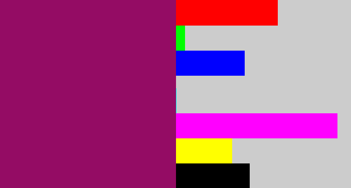 Hex color #940c64 - dark fuchsia