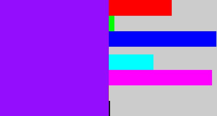 Hex color #940dfc - vivid purple