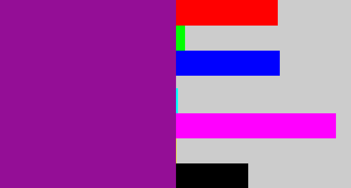 Hex color #940e96 - barney purple