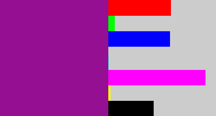 Hex color #940f91 - barney purple
