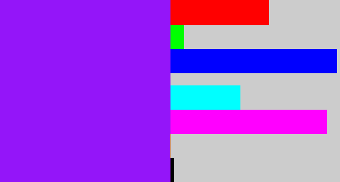 Hex color #9415f9 - violet