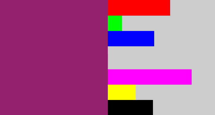 Hex color #94216e - darkish purple