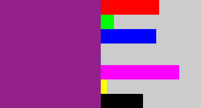 Hex color #94218b - warm purple