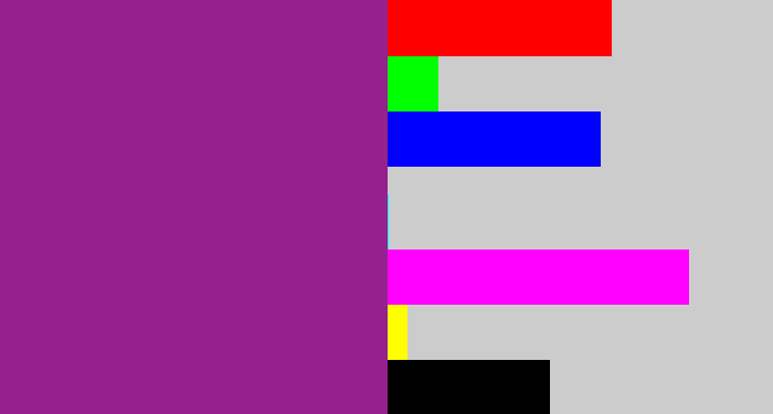 Hex color #94218c - warm purple