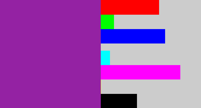 Hex color #9422a3 - warm purple