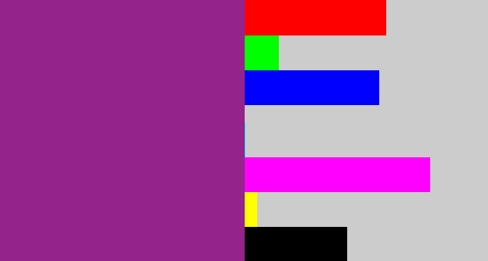 Hex color #94248c - warm purple