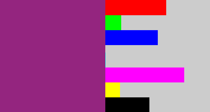 Hex color #94257f - warm purple