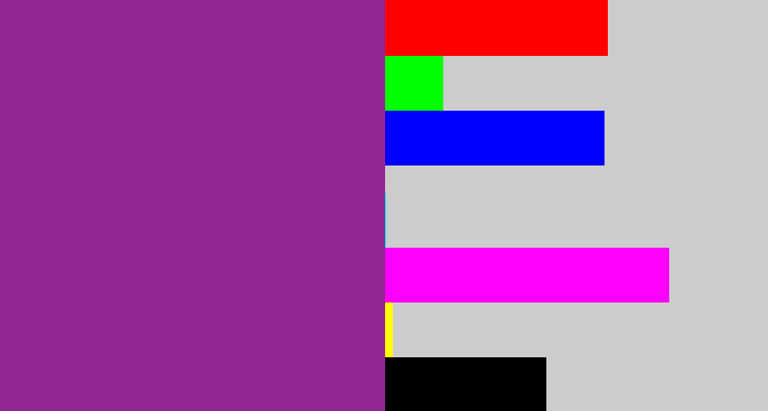 Hex color #942691 - warm purple