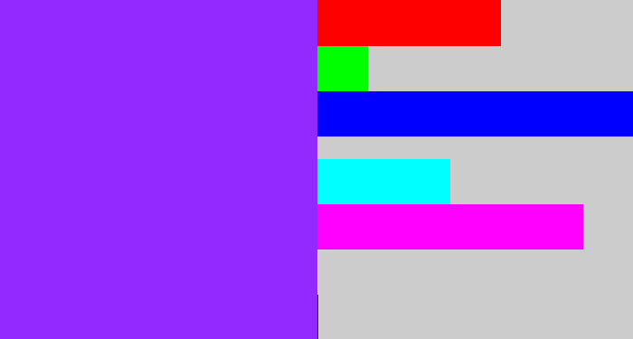Hex color #9429ff - electric purple