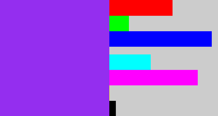 Hex color #942eef - electric purple