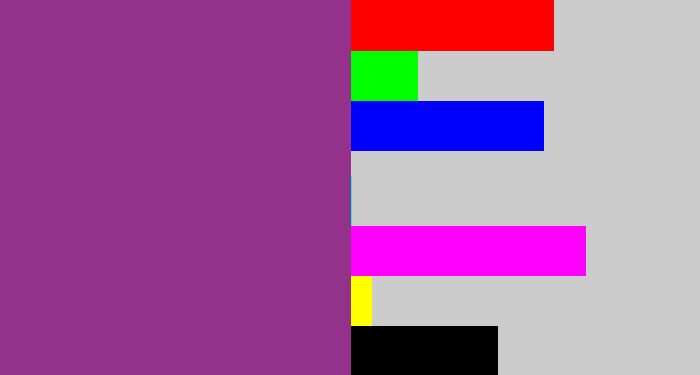 Hex color #94318b - warm purple