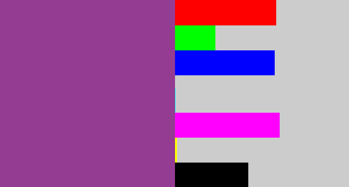 Hex color #943b92 - warm purple