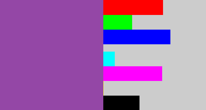Hex color #9447a6 - medium purple