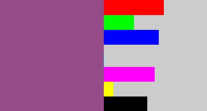 Hex color #944b87 - purplish