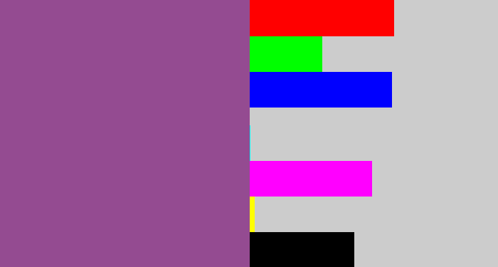 Hex color #944b91 - purplish