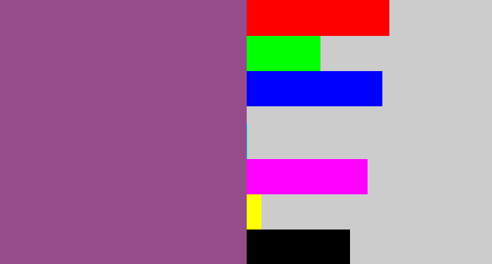 Hex color #944c8b - purplish