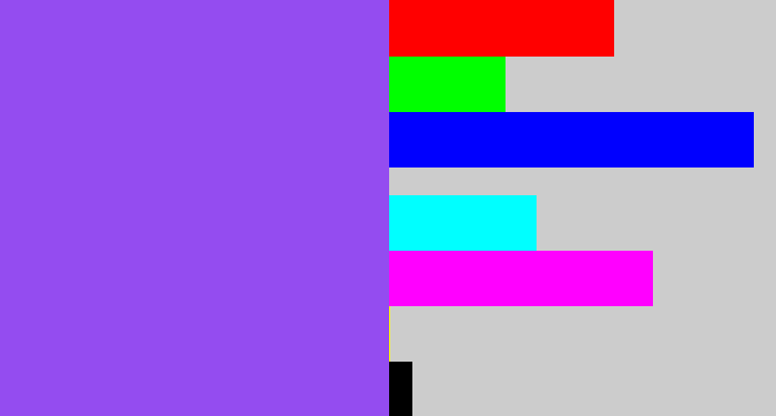 Hex color #944cf0 - purpley