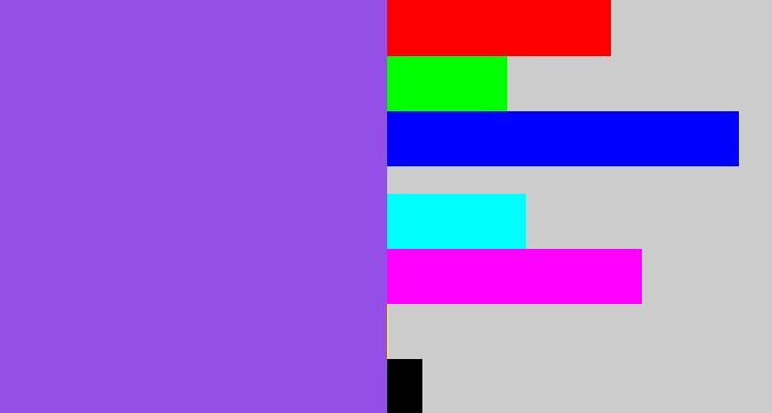 Hex color #944fe7 - purpley