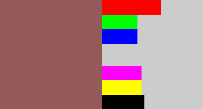 Hex color #945a5a - dark mauve