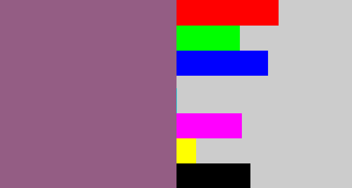 Hex color #945d84 - purplish