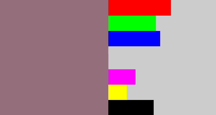 Hex color #946f7b - reddish grey