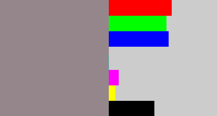Hex color #94868b - warm grey