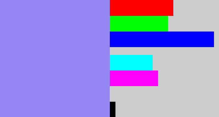 Hex color #9487f1 - lavender blue