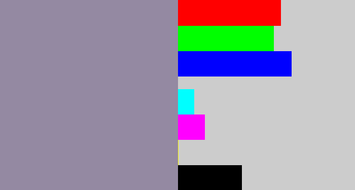 Hex color #9489a2 - purpley grey