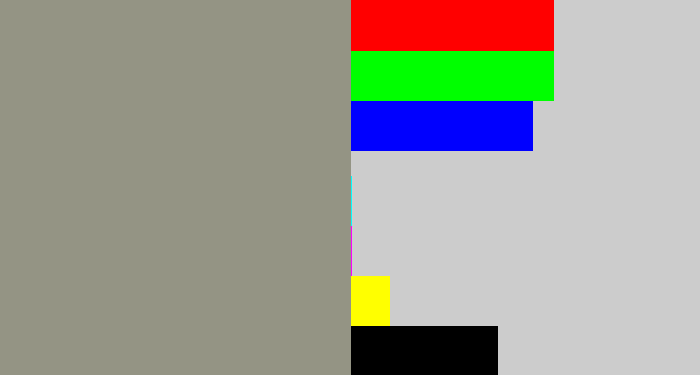 Hex color #949484 - warm grey