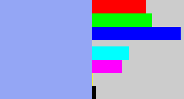 Hex color #94a6f5 - periwinkle blue