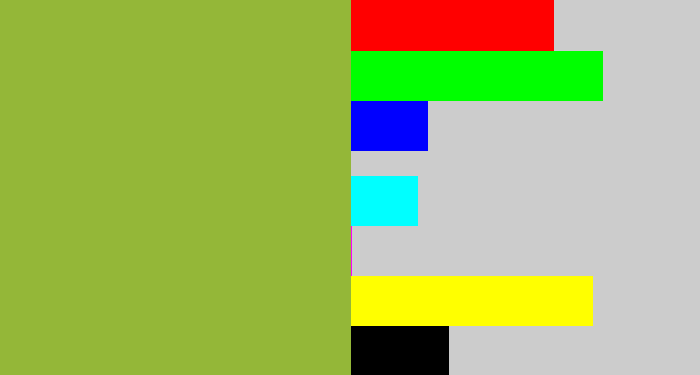 Hex color #94b738 - avocado