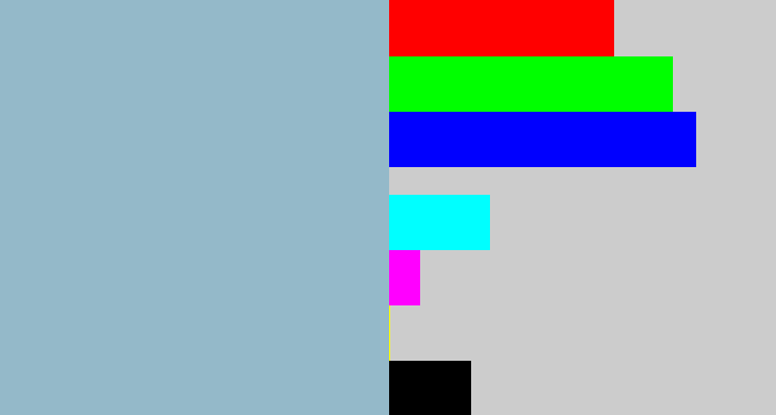 Hex color #94b9c9 - light grey blue