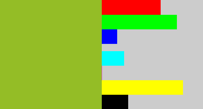 Hex color #94bd26 - sick green