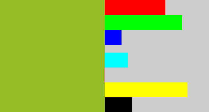 Hex color #94bd28 - sick green