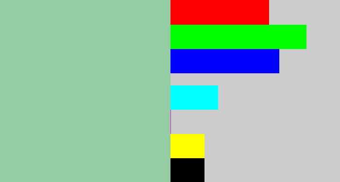 Hex color #94cda4 - pale teal