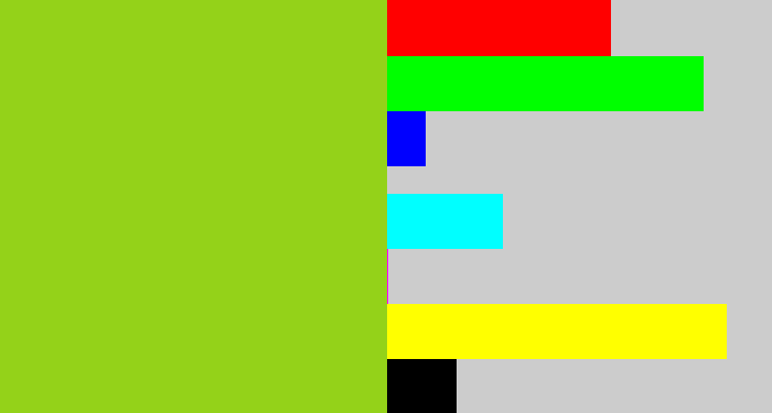Hex color #94d219 - slime green