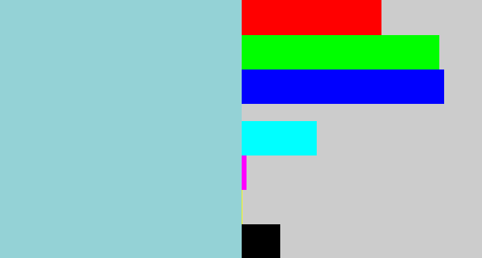 Hex color #94d2d6 - light grey blue
