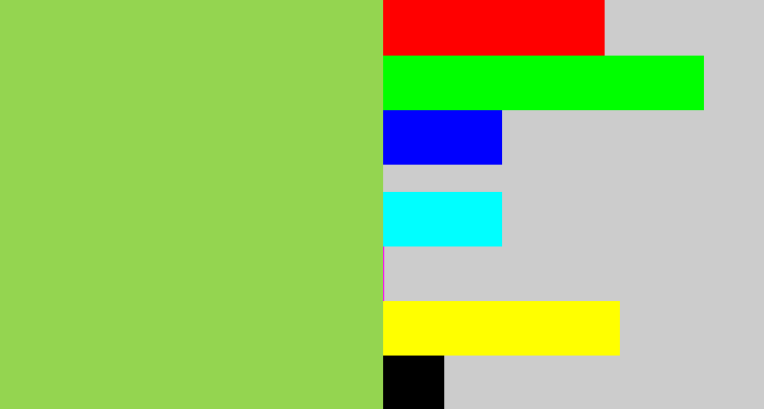 Hex color #94d550 - kiwi green