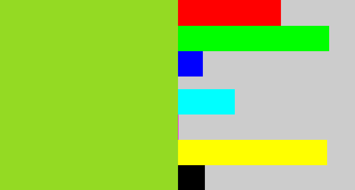 Hex color #94da23 - kiwi green