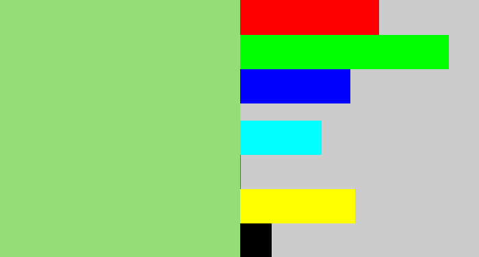 Hex color #94df75 - light green