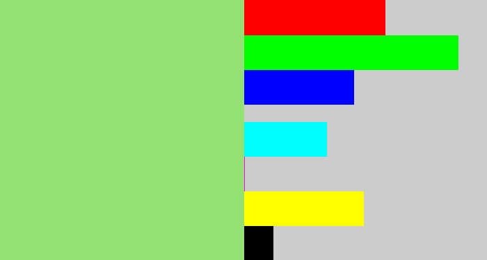 Hex color #94e072 - light green