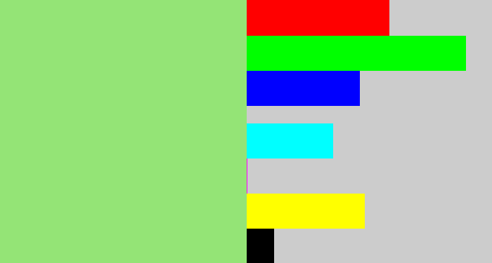 Hex color #94e476 - light green