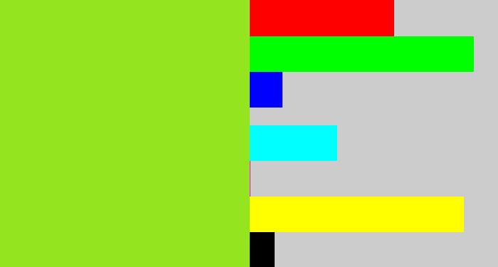 Hex color #94e520 - yellowish green
