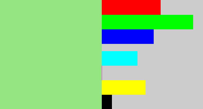 Hex color #94e582 - light green