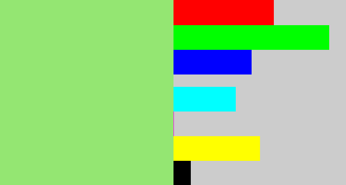 Hex color #94e672 - light green