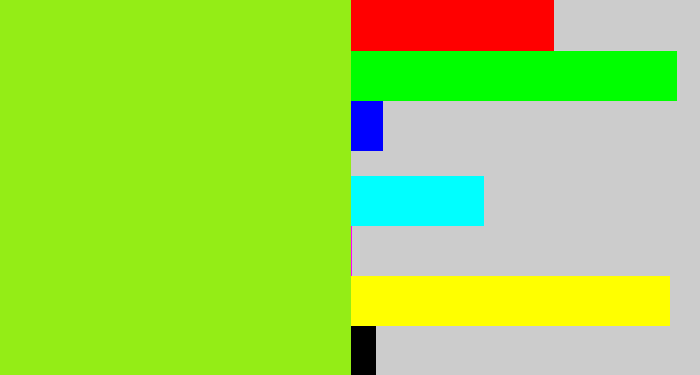 Hex color #94ed16 - acid green