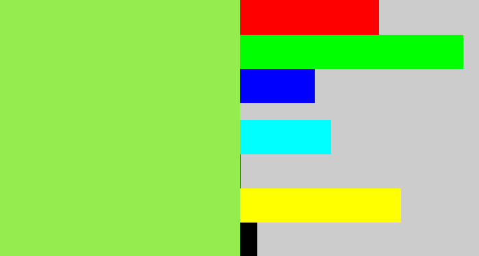Hex color #94ed4f - kiwi