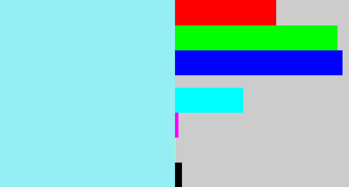 Hex color #94eef4 - robin's egg blue